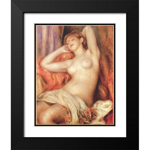 Sleeping Nude Black Modern Wood Framed Art Print with Double Matting by Renoir, Pierre-Auguste