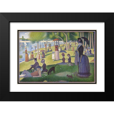 A Sunday on La Grande Jatte 1884 Black Modern Wood Framed Art Print with Double Matting by Seurat, Georges
