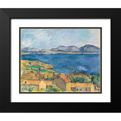 The Bay of Marseille, Seen from Lâ€™Estaque 1885 Black Modern Wood Framed Art Print with Double Matting by Cezanne, Paul