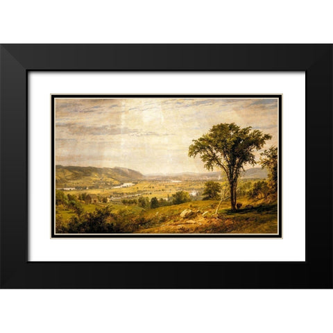 Wyoming Valley, Pennsylvania 1864 Black Modern Wood Framed Art Print with Double Matting by Cropsey, Jasper Francis