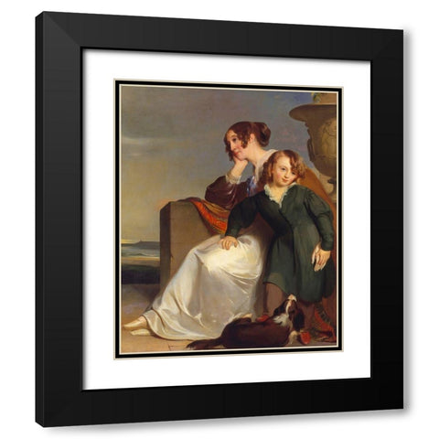 Mother and Son 1840 Black Modern Wood Framed Art Print with Double Matting by Sully, ThomasÂ 