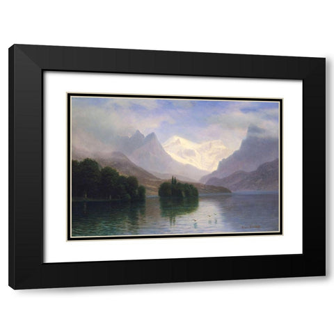 Mountain Scene Black Modern Wood Framed Art Print with Double Matting by Bierstadt, Albert