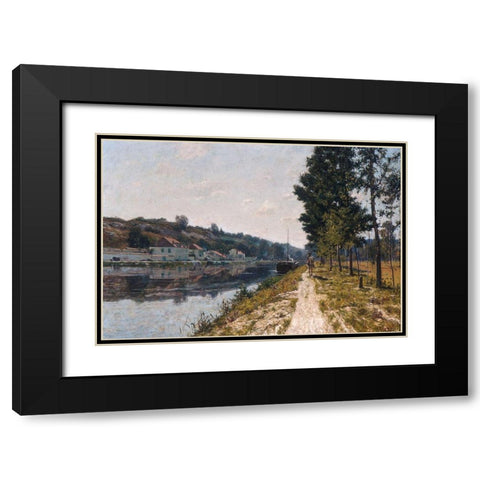 Banks of the Loing Black Modern Wood Framed Art Print with Double Matting by Picknell, William Lamb