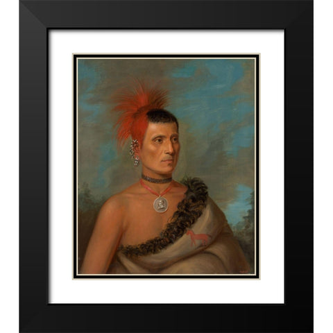 Pes-Ke-Le-Cha-Co 1832 Black Modern Wood Framed Art Print with Double Matting by Inman, Henry