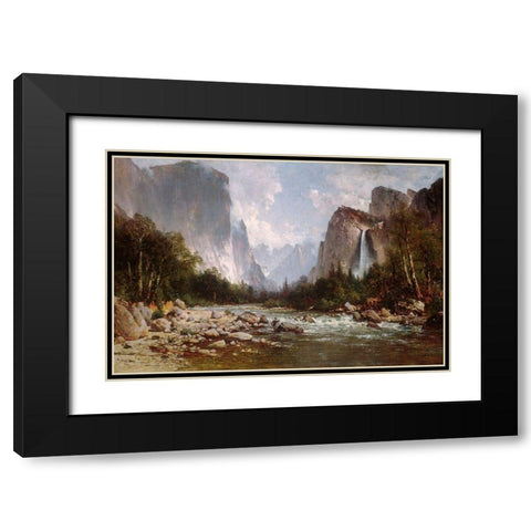 View of Yosemite Valley 1885 Black Modern Wood Framed Art Print with Double Matting by Hill, Thomas