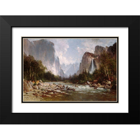 View of Yosemite Valley 1885 Black Modern Wood Framed Art Print with Double Matting by Hill, Thomas