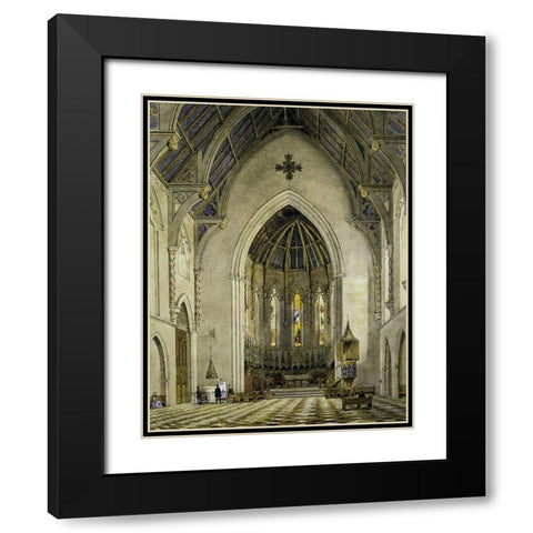 Chancel of Trinity Chapel, New York 1856 Black Modern Wood Framed Art Print with Double Matting by Hill, John William