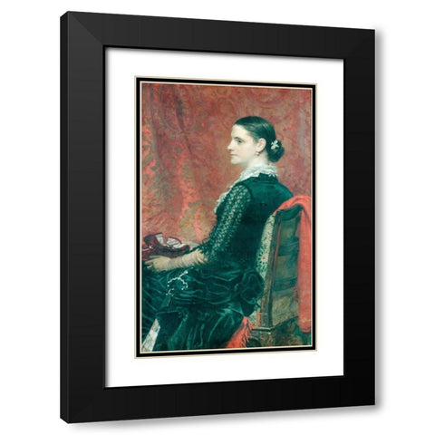 Mrs. Thomas Hicks 1884 Black Modern Wood Framed Art Print with Double Matting by Hicks, Thomas