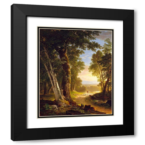 The Beeches 1845 Black Modern Wood Framed Art Print with Double Matting by Durand, Asher Brown
