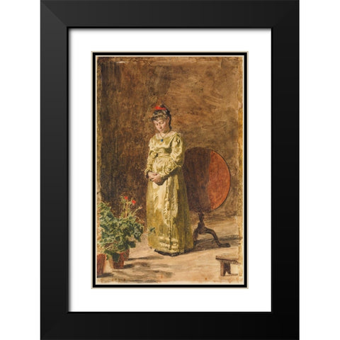 Young Girl Meditating 1877 Black Modern Wood Framed Art Print with Double Matting by Eakins, Thomas