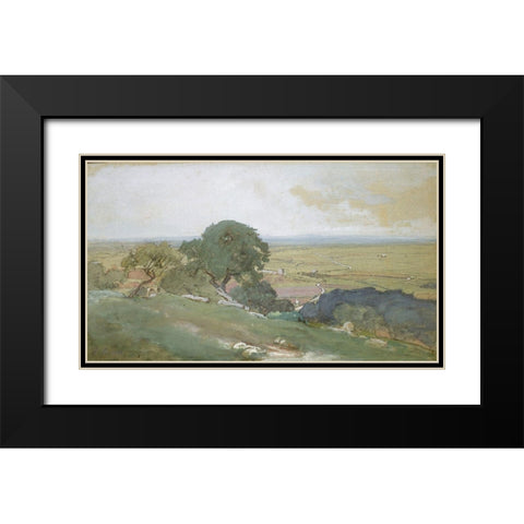 Olive Trees at Tivoli 1873 Black Modern Wood Framed Art Print with Double Matting by Inness, GeorgeÂ 