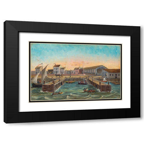 Old Ferry Stairs 1870 Black Modern Wood Framed Art Print with Double Matting by Chappel, William P.