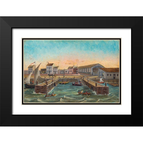 Old Ferry Stairs 1870 Black Modern Wood Framed Art Print with Double Matting by Chappel, William P.