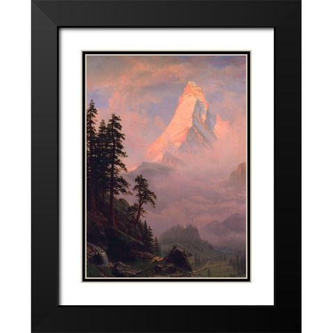 Sunrise on the Matterhorn  1875 Black Modern Wood Framed Art Print with Double Matting by Bierstadt, Albert