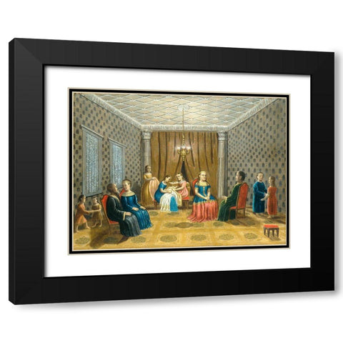 Egyptian Scene (possibly Moses and Zipporah) Black Modern Wood Framed Art Print with Double Matting by Field, Erastus Salisbury