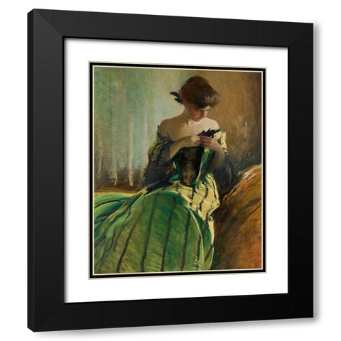 Study in Black and Green Black Modern Wood Framed Art Print with Double Matting by Alexander, John White