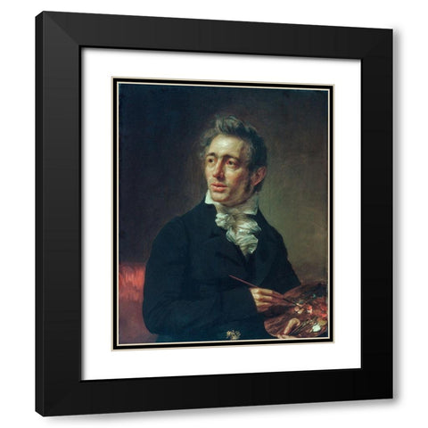 Self-portrait Black Modern Wood Framed Art Print with Double Matting by Waldo, Samuel Lovett