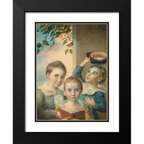 Portrait of Three Boys Black Modern Wood Framed Art Print with Double Matting by Badger, Thomas