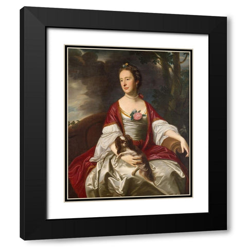 Mrs. Jerathmael Bowers Black Modern Wood Framed Art Print with Double Matting by Copley,Â John Singleton
