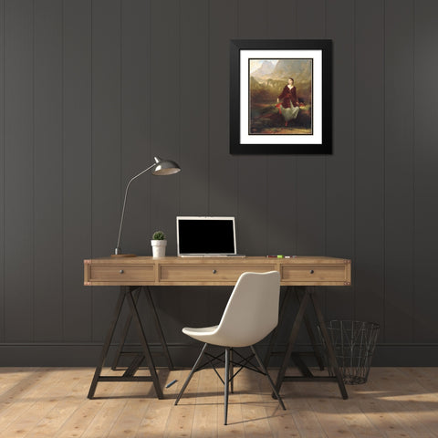 The Spanish Girl in Reverie Black Modern Wood Framed Art Print with Double Matting by Allston, Washington