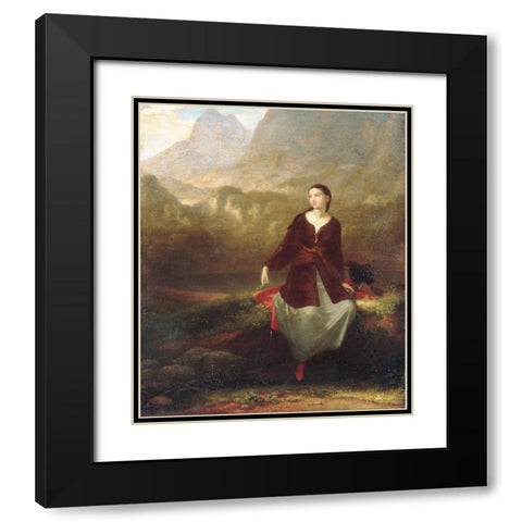The Spanish Girl in Reverie Black Modern Wood Framed Art Print with Double Matting by Allston, Washington