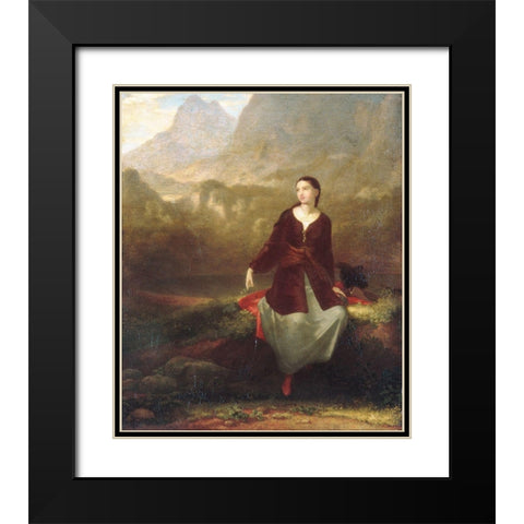 The Spanish Girl in Reverie Black Modern Wood Framed Art Print with Double Matting by Allston, Washington