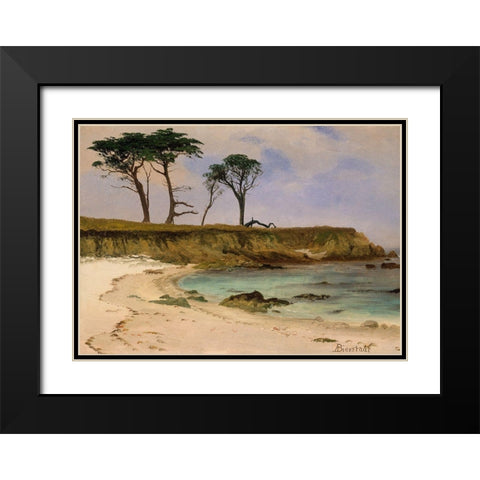 Sea Cove Black Modern Wood Framed Art Print with Double Matting by Bierstadt, Albert