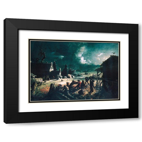 Corn Husking Black Modern Wood Framed Art Print with Double Matting by Blythe, David Gilmour