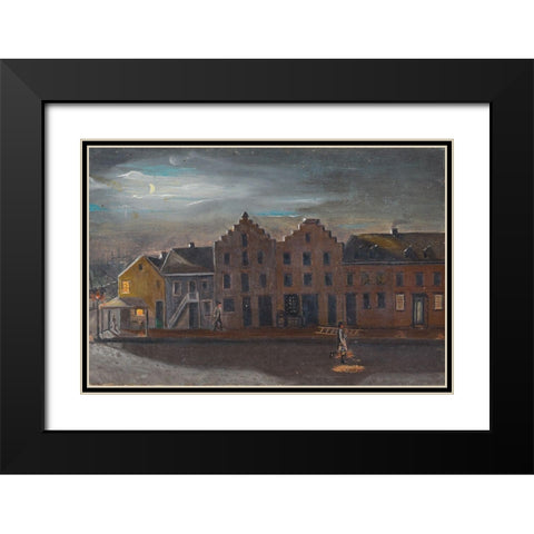 The Lamp Lighter Black Modern Wood Framed Art Print with Double Matting by Chappel, William P.