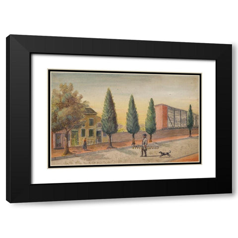 Strawberry Pedlar Black Modern Wood Framed Art Print with Double Matting by Chappel, William P.