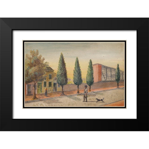 Strawberry Pedlar Black Modern Wood Framed Art Print with Double Matting by Chappel, William P.