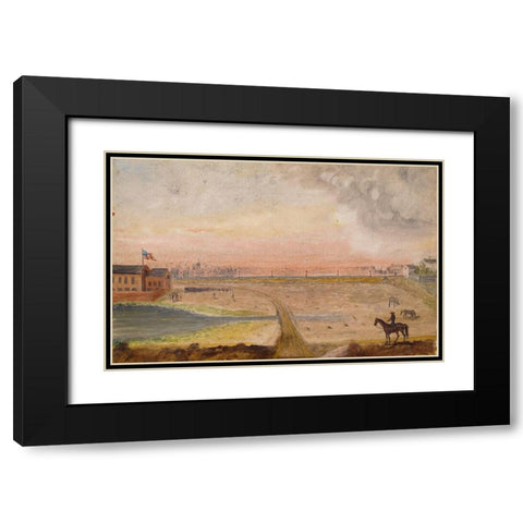 Militia Drilling Black Modern Wood Framed Art Print with Double Matting by Chappel, William P.