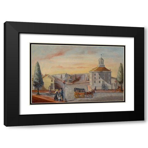 Hot Corn Seller Black Modern Wood Framed Art Print with Double Matting by Chappel, William P.