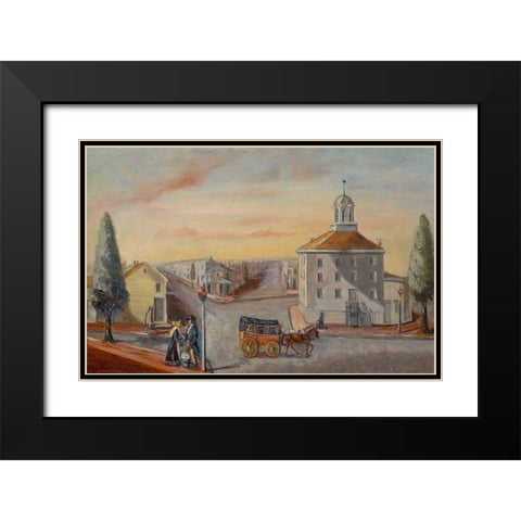 Hot Corn Seller Black Modern Wood Framed Art Print with Double Matting by Chappel, William P.
