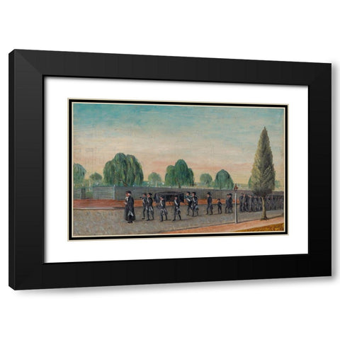Adult Funeral Procession Black Modern Wood Framed Art Print with Double Matting by Chappel, William P.