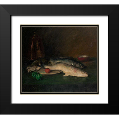 Still Life: Fish Black Modern Wood Framed Art Print with Double Matting by Chase, William Merritt