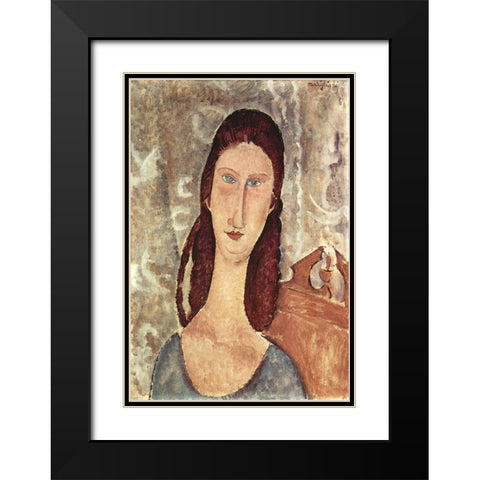 Lady in chair Black Modern Wood Framed Art Print with Double Matting by Modigliani, Amedeo