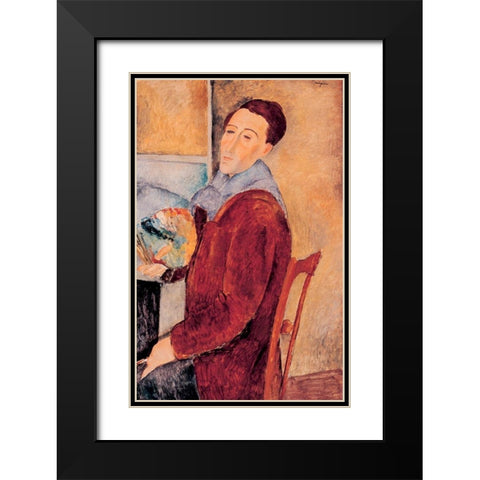 Autoportrait, 1919 Black Modern Wood Framed Art Print with Double Matting by Modigliani, Amedeo