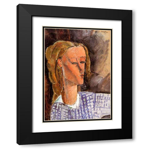Portrait of Beatrice Hastings, 1916 Black Modern Wood Framed Art Print with Double Matting by Modigliani, Amedeo