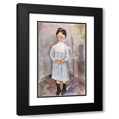 Little Girl in Blue, 1918 Black Modern Wood Framed Art Print with Double Matting by Modigliani, Amedeo