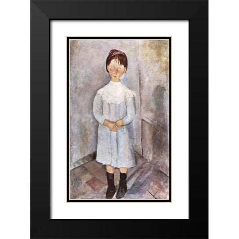 Little Girl in Blue, 1918 Black Modern Wood Framed Art Print with Double Matting by Modigliani, Amedeo