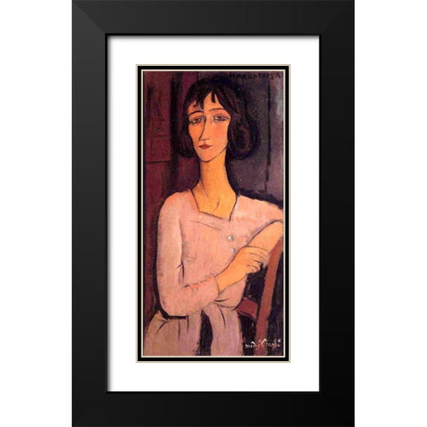Marguerite-Seated, 1916 Black Modern Wood Framed Art Print with Double Matting by Modigliani, Amedeo