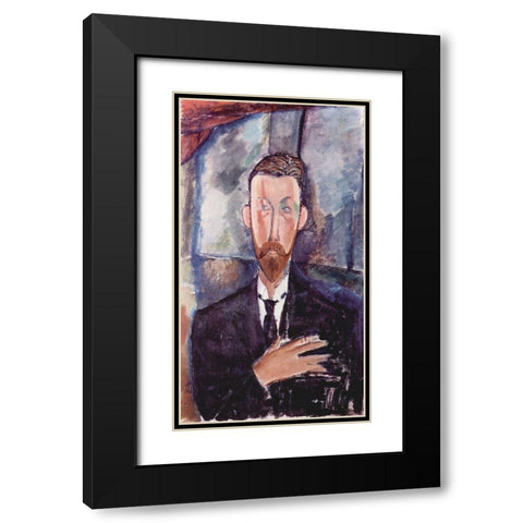 Portrait of Paul Alexander seated Black Modern Wood Framed Art Print with Double Matting by Modigliani, Amedeo