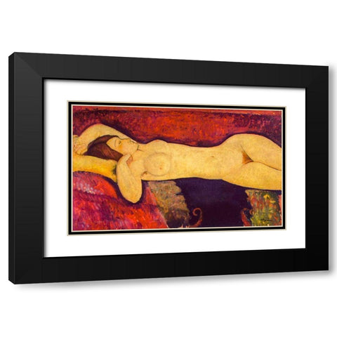 Reclining Nude (1919) Black Modern Wood Framed Art Print with Double Matting by Modigliani, Amedeo
