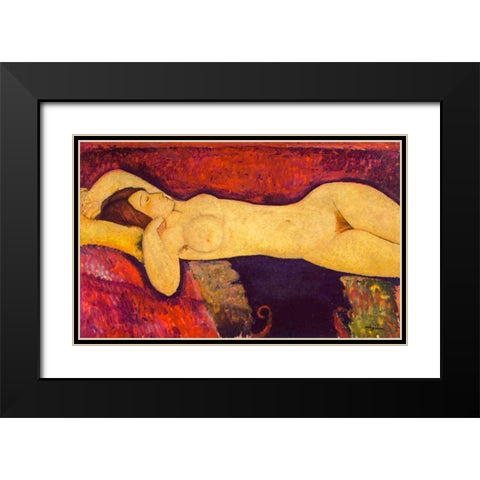 Reclining Nude (1919) Black Modern Wood Framed Art Print with Double Matting by Modigliani, Amedeo
