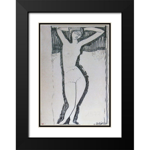 Nude Black Modern Wood Framed Art Print with Double Matting by Modigliani, Amedeo