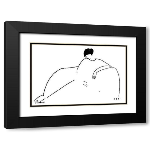 Anna Akhmatova (1911) Black Modern Wood Framed Art Print with Double Matting by Modigliani, Amedeo