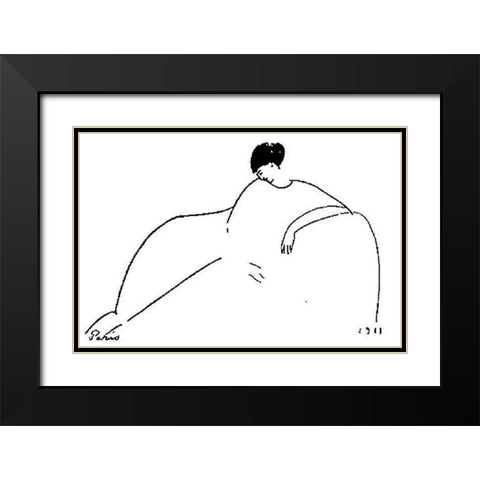 Anna Akhmatova (1911) Black Modern Wood Framed Art Print with Double Matting by Modigliani, Amedeo