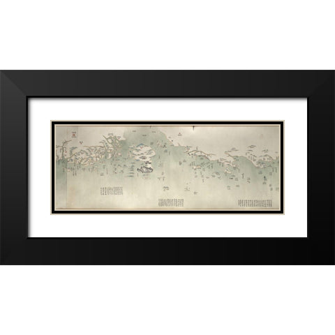 Coastal Map of China Black Modern Wood Framed Art Print with Double Matting by Vintage Maps