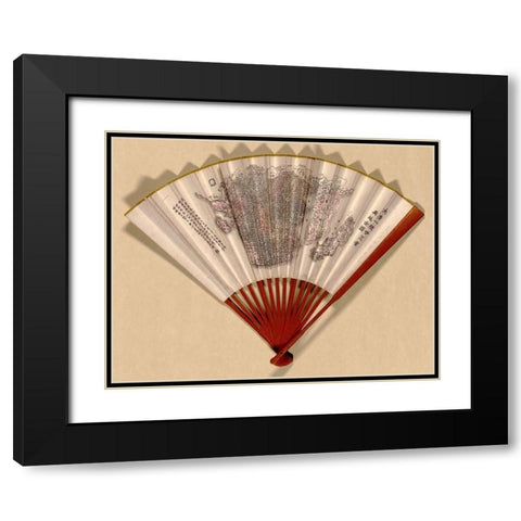 Fan Map of Japan-China and Korea Black Modern Wood Framed Art Print with Double Matting by Vintage Maps